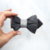 Bow tie with black and white strips, Elegant necktie, Hopper tie black and white