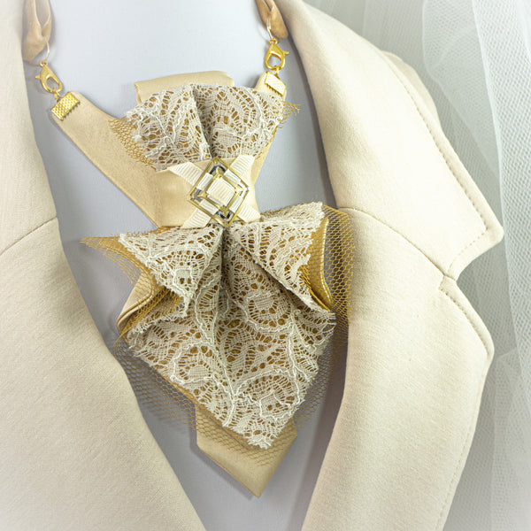 Womens tie, Sand color Bow tie for women. Ladies necktie, Yellow tie for women, Hopper tie for her