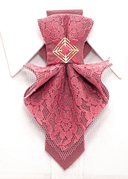 Womens red necktie, Rose tie for lady, hopper tie princess of rose
