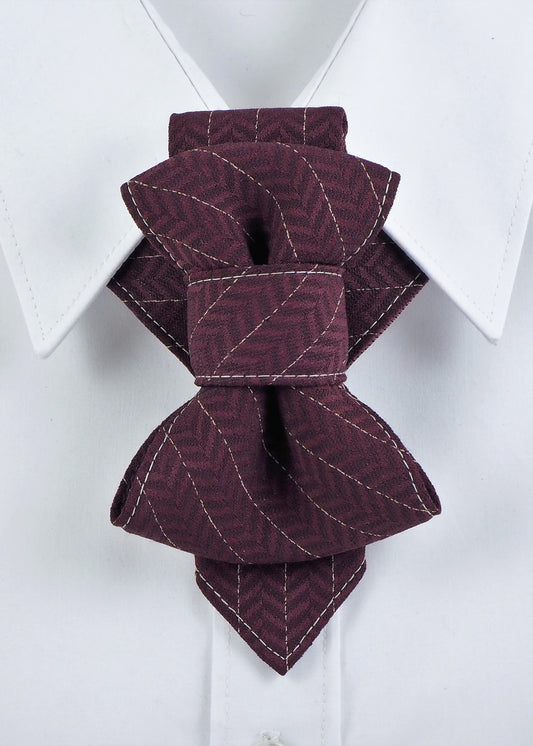 Bow Tie, Tie for wedding suite MERLOT II hopper tie Bow tie, groomer tie bordeaux bow tie, handmade necktie, luxury wedding tie, vertical layered tie, merlot color tie, groom accessory, elegant menswear, performer neckwear, artistic bow tie, chevron pattern tie, red wine color tie, unique handmade tie, ruty design tie