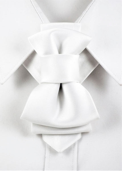 HOPPER TIE WHITE WHITE (Wedding tie), white wedding bow tie
