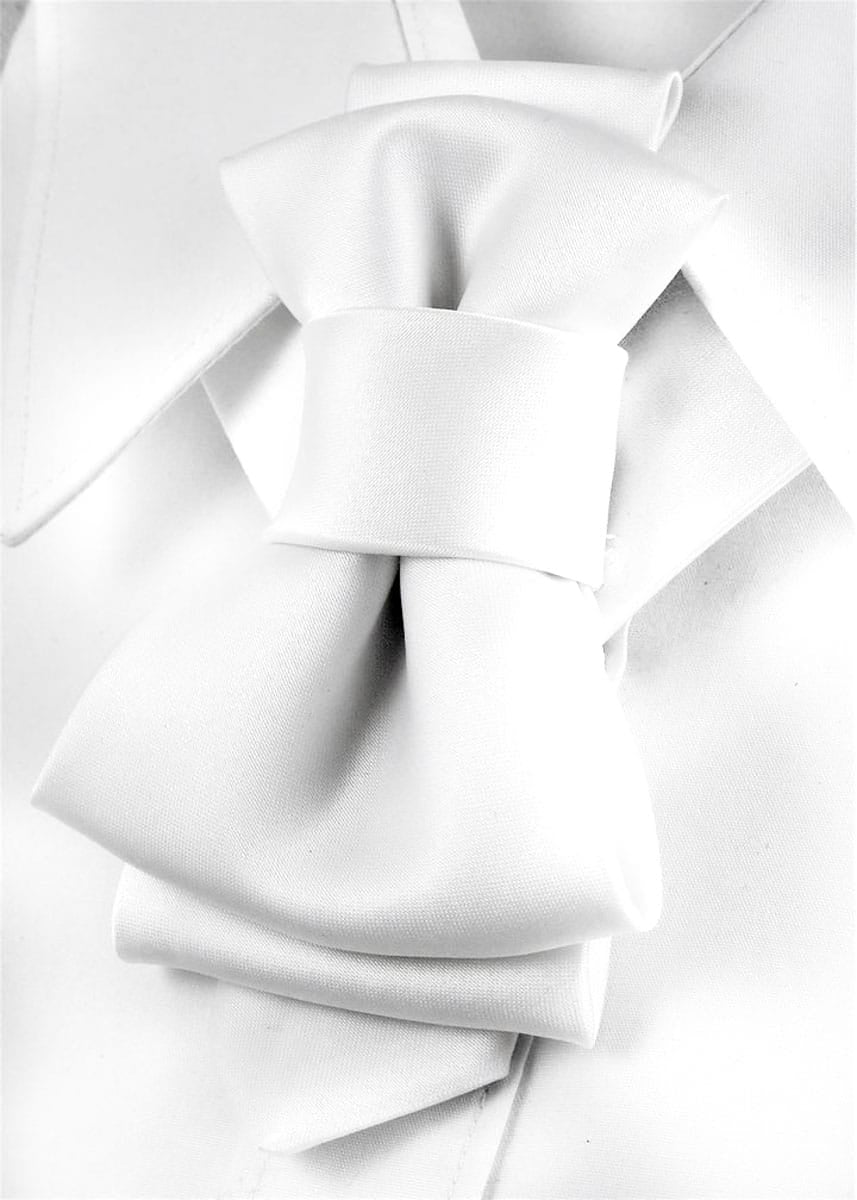 HOPPER TIE WHITE WHITE (Wedding tie), white wedding bow tie