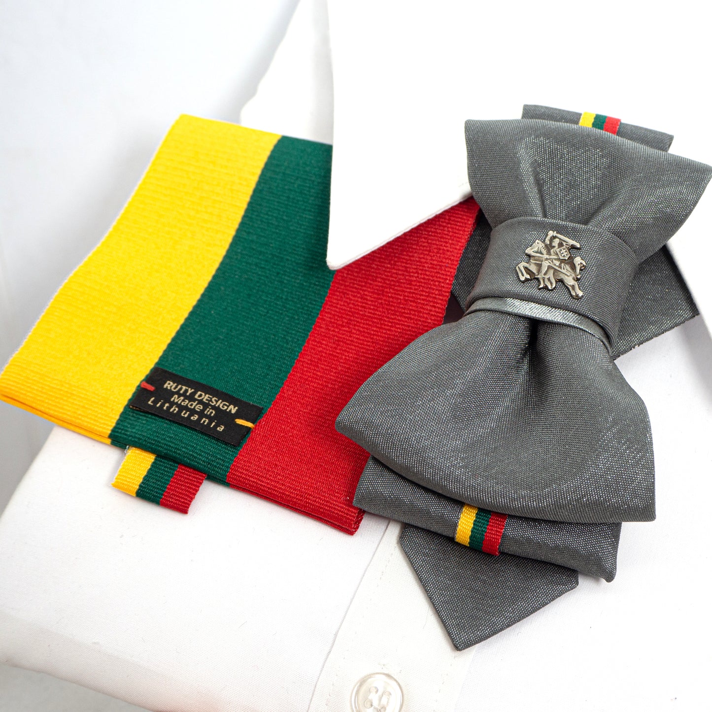 Novelty tie, Lithuania flag tie, Lithuania tie with Vytis symbol