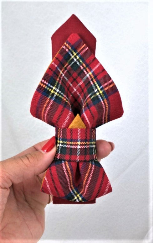 HOPPER TIE SCOTT handmade womens necktie, unique design tie for women, red chequered bow tie, Scottish style tie, Christmas bow tie for her, plaid women's necktie, festive red tie, classic tartan tie, elegant women's accessory, ladies fashion tie, holiday outfit accessory, stylish women's bow tie, Scottish fabric necktie, handmade tartan tie, red festive neckwear