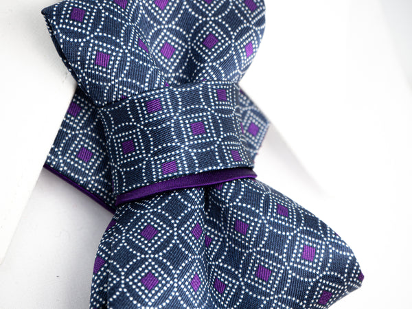 Unique purple bow tie for weddings by rutydesign, Blue Violet hopper tie "mosaic",  Purple Wedding tie close up view