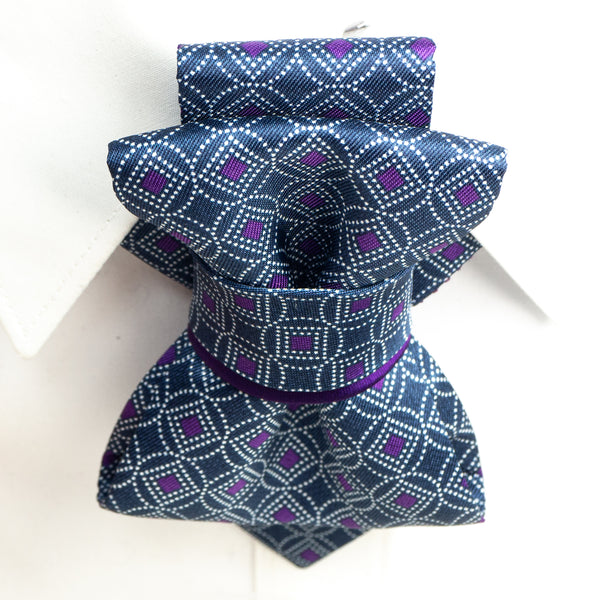 Unique purple bow tie for weddings by rutydesign, Blue Violet hopper tie "mosaic",  Purple Wedding tie top view