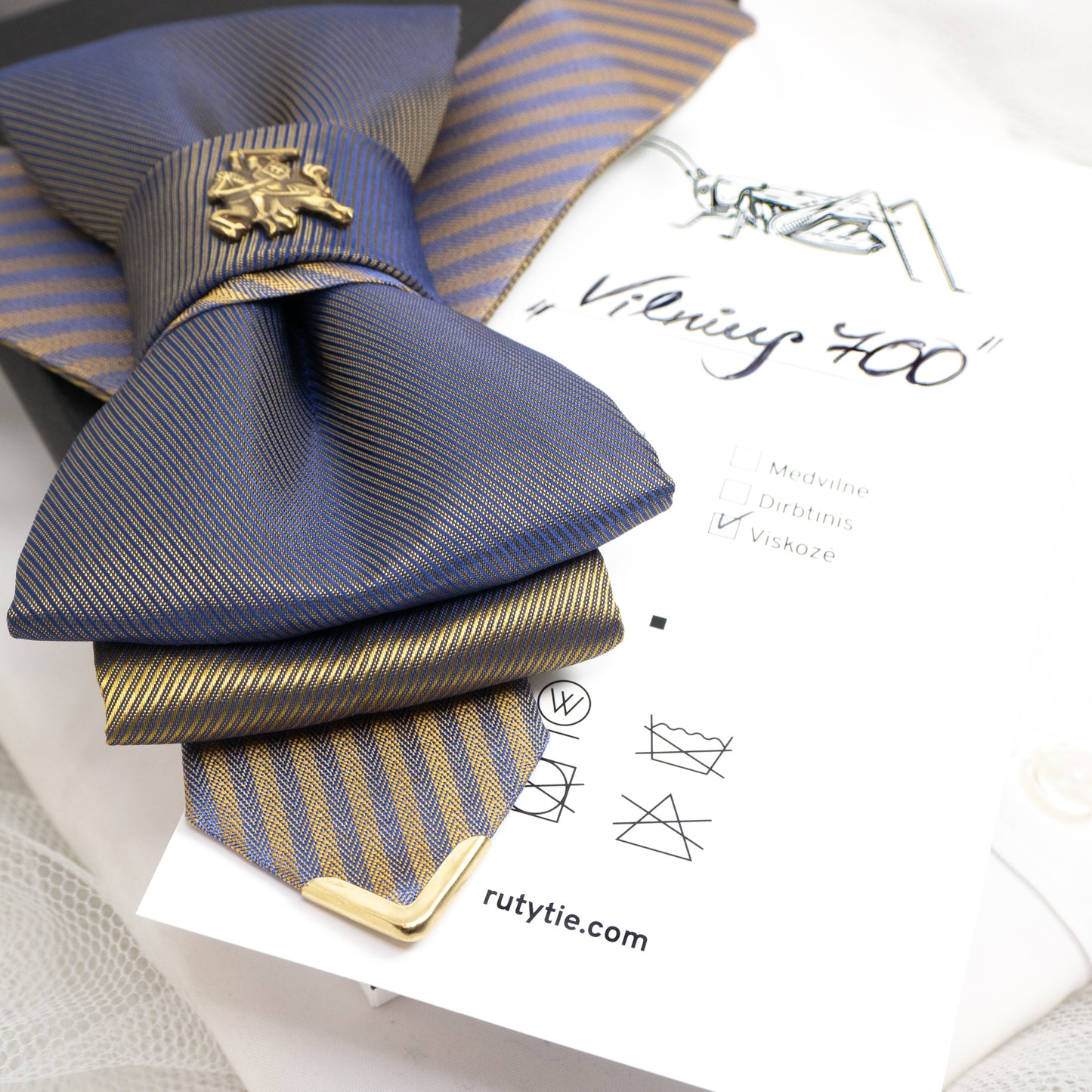 Handmade blue gold men's tie