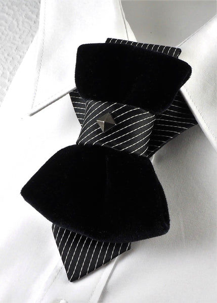 HOPPER TIE POMPEA, Wedding bow tie, Unigue black tie for groom
