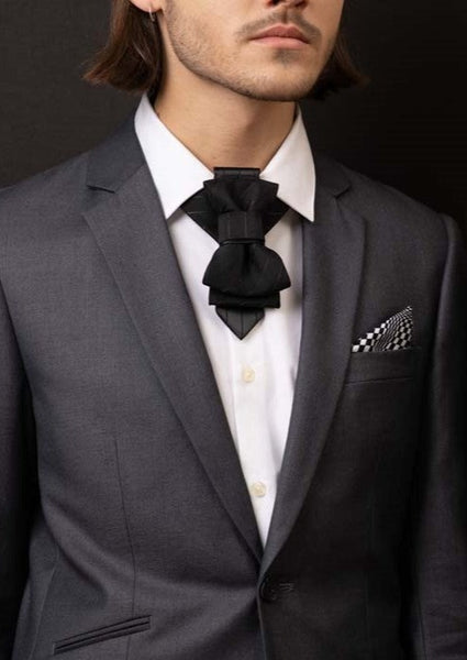 Black necktie for man, black Wedding bow tie, Bow tie for groom