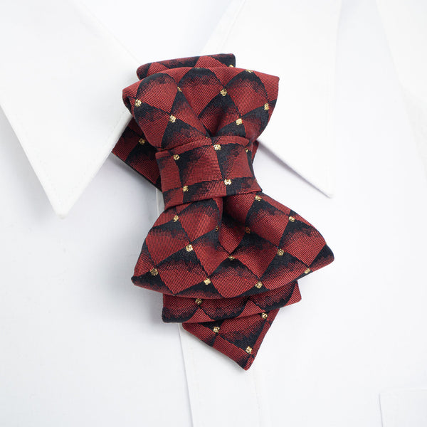 Womens necktie, BOW TIE BORDO DIAMOND FOR LADIES, handmade ladies red necktie