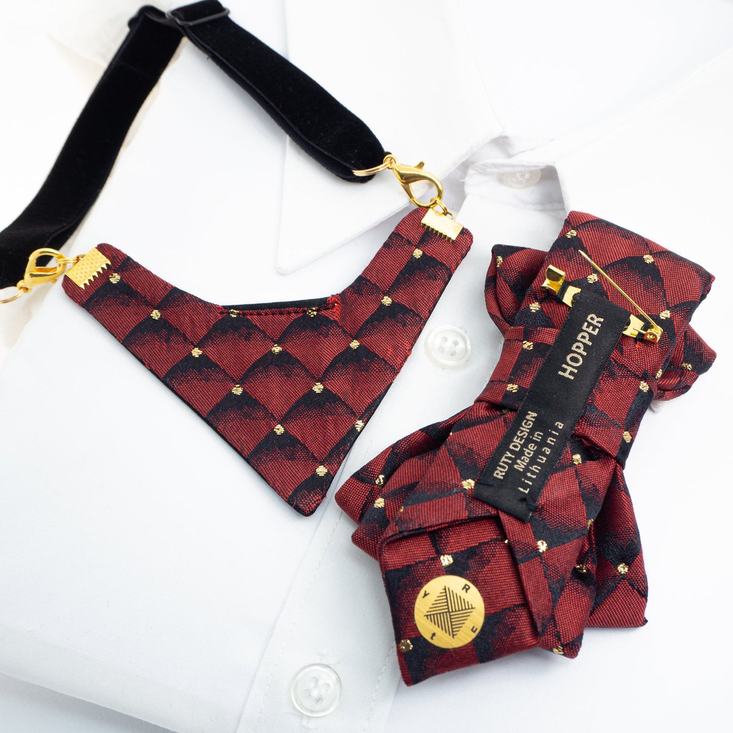 Womens necktie, BOW TIE BORDO DIAMOND FOR LADIES, handmade ladies red necktie