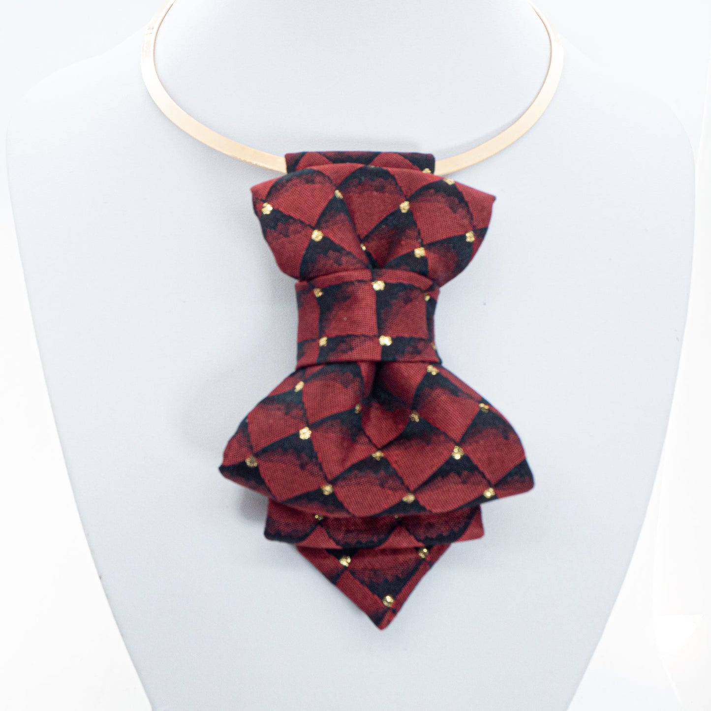 Womens necktie, BOW TIE BORDO DIAMOND FOR LADIES, handmade ladies red necktie