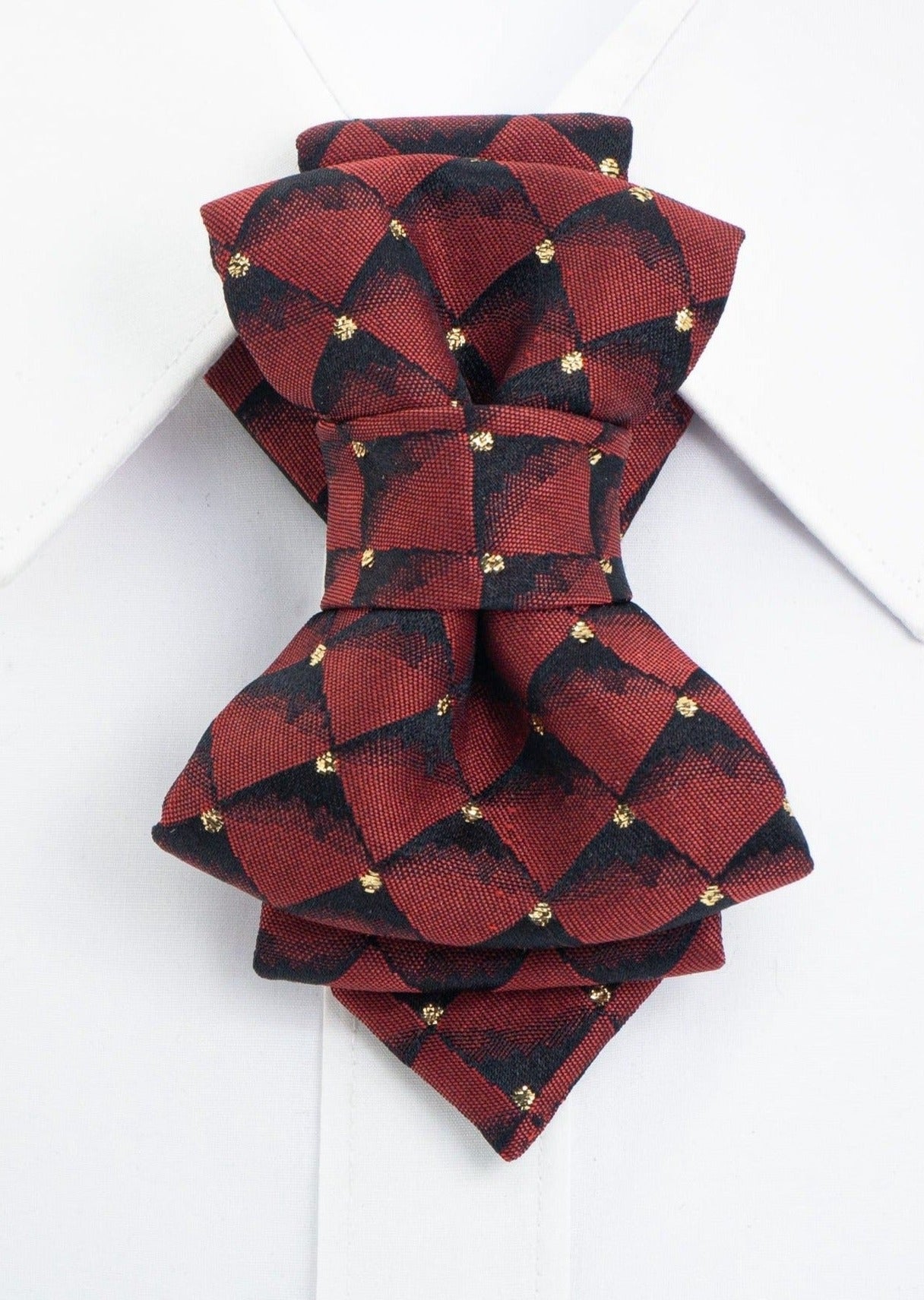 Womens necktie, BOW TIE BORDO DIAMOND FOR LADIES, handmade ladies red necktie