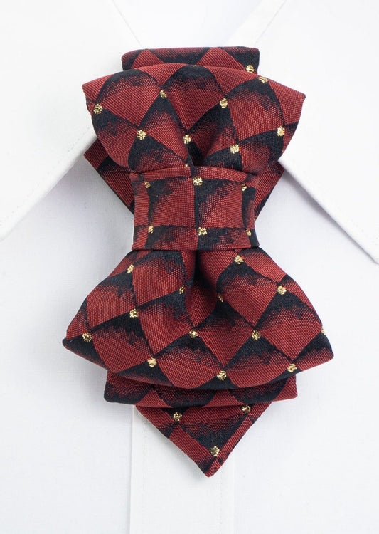 Womens necktie, BOW TIE BORDO DIAMOND FOR LADIES, handmade ladies red necktie