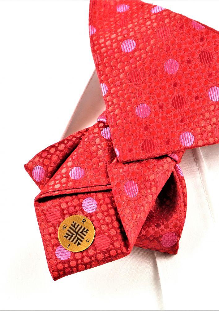HOPPER TIE FIREWORKS. wedding tie, necktie for groom, unique elegant red tie back view