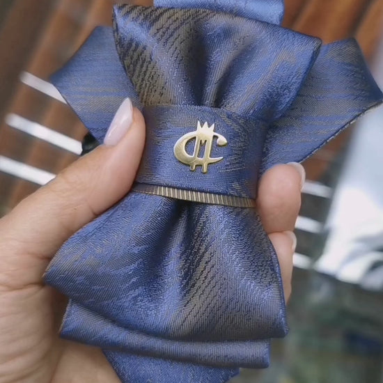 Unique blue bow tie, Wedding blue necktie, Hopper tie MKC
