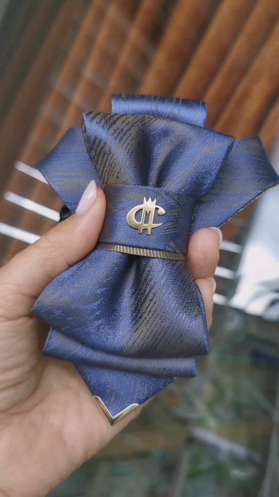 Unique blue bow tie, Wedding blue necktie, Hopper tie MKC