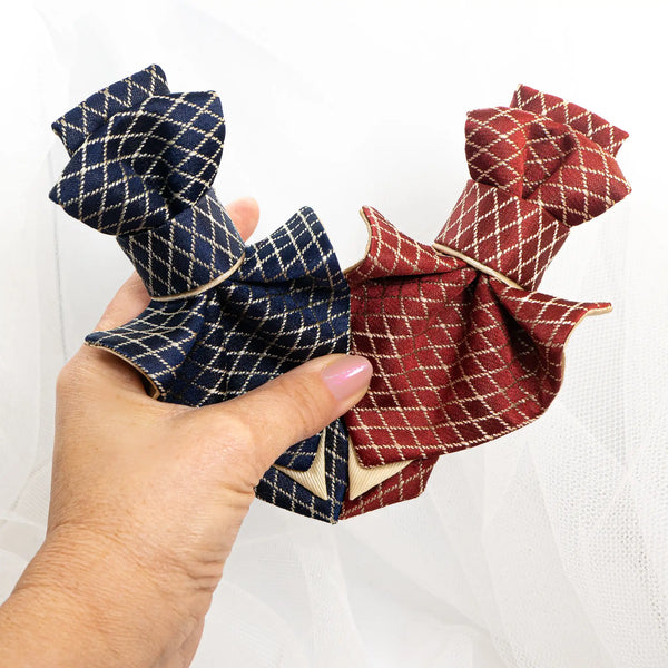Blue and red handmade bow tie
