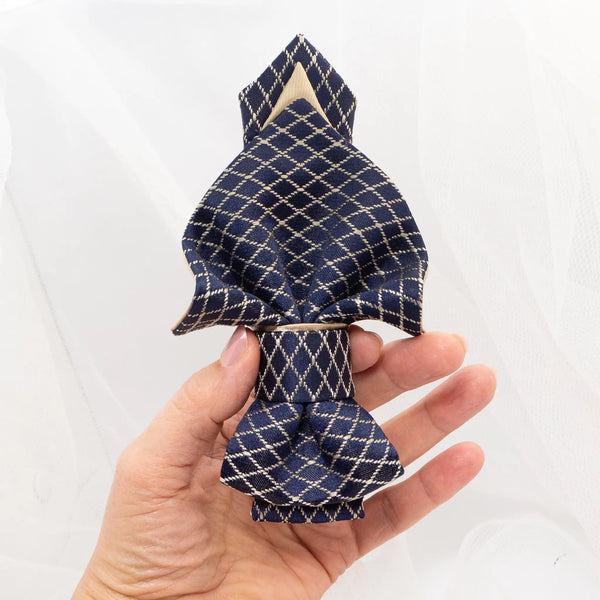 Handmade blue bow tie for ladies