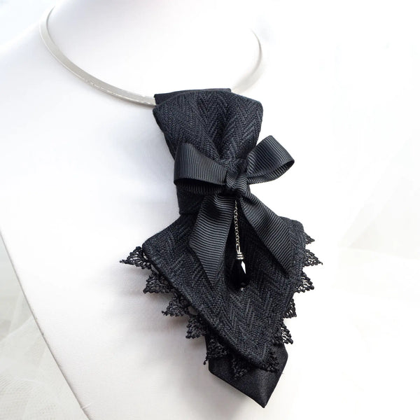 Handmade Black bow tie for women