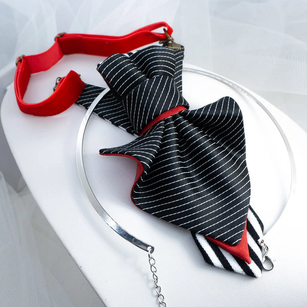 Adjustable Women's bow tie "Contrasts", Women's bow tie "Contrasts" - The classic trio of contrasting colors has a French twist. So, it will undoubtedly add that romantic touch to your any outfit.