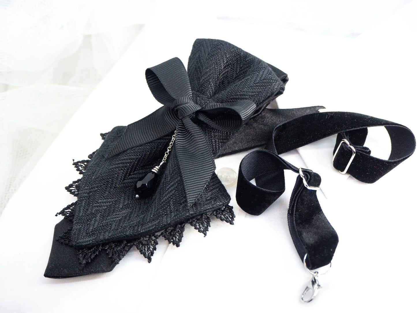 Handmade necktie, Black tie fow stylish women, Necktie for ger, Gift black tie for elegant women