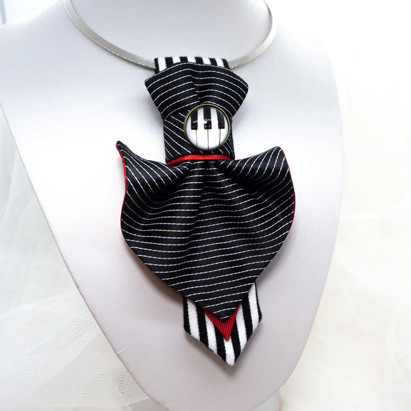 Stiped black white women' bow , Handmade black white red bow tie, Women's bow tie "Contrasts", Black tie for her, Gift for women bneck accessorie, Unique necktie for lady tie, Women's bow tie "Contrasts" - The classic trio of contrasting colors has a French twist. So, it will undoubtedly add that romantic touch to your any outfit.