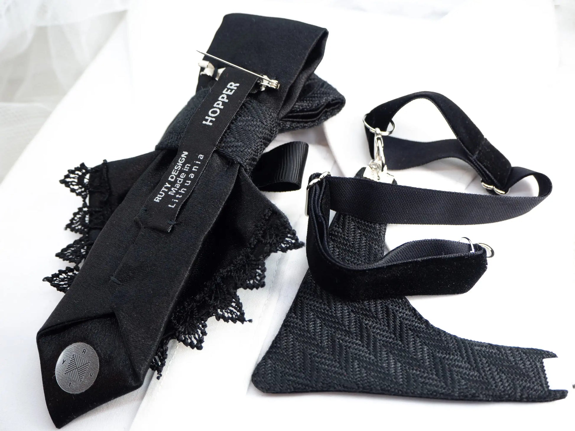 black elegant handmade necktie, Black tie fow stylish women, Necktie for ger, Gift black tie for elegant women