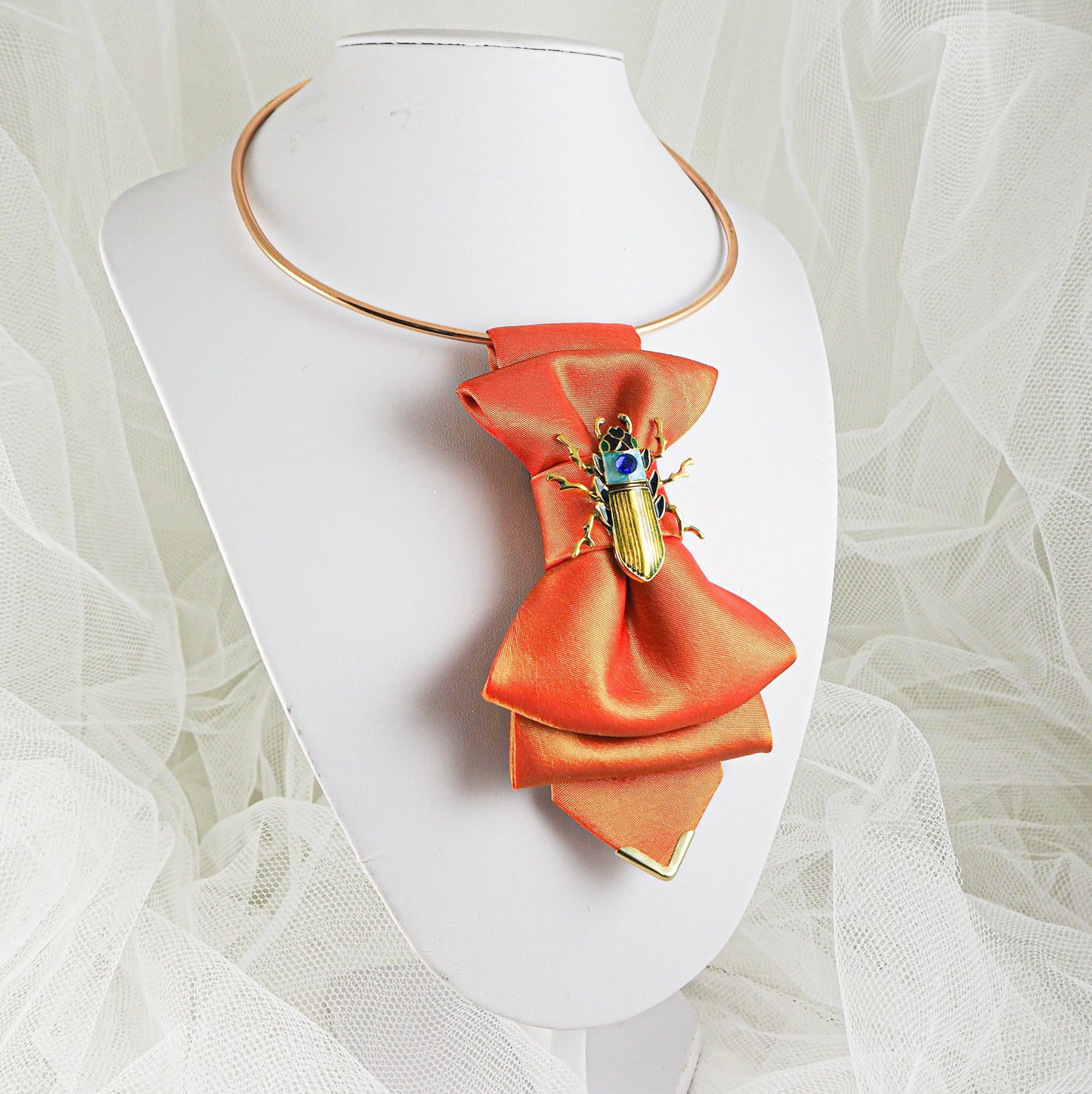 Hopper tie, Orange bow tie, Yellow bow tie, Summer neck accessory, Unique bow tie, Designer neckwear, Artistic bow tie, Unisex necktie, Statement tie, Gold insect bow tie, Pendant bow tie, Versatile bow tie, Fashion bow tie, RutyDesign tie, Orange dream tie, Lithuanian design tie, One of a kind tie, Handmade bow tie, Modern bow tie, Bold color tie, Elegant unisex accessory, Adjustable hoop tie, Orange fashion accessory LADIES HOPPER TIE ORANGE DREAM  FOR LADIES
