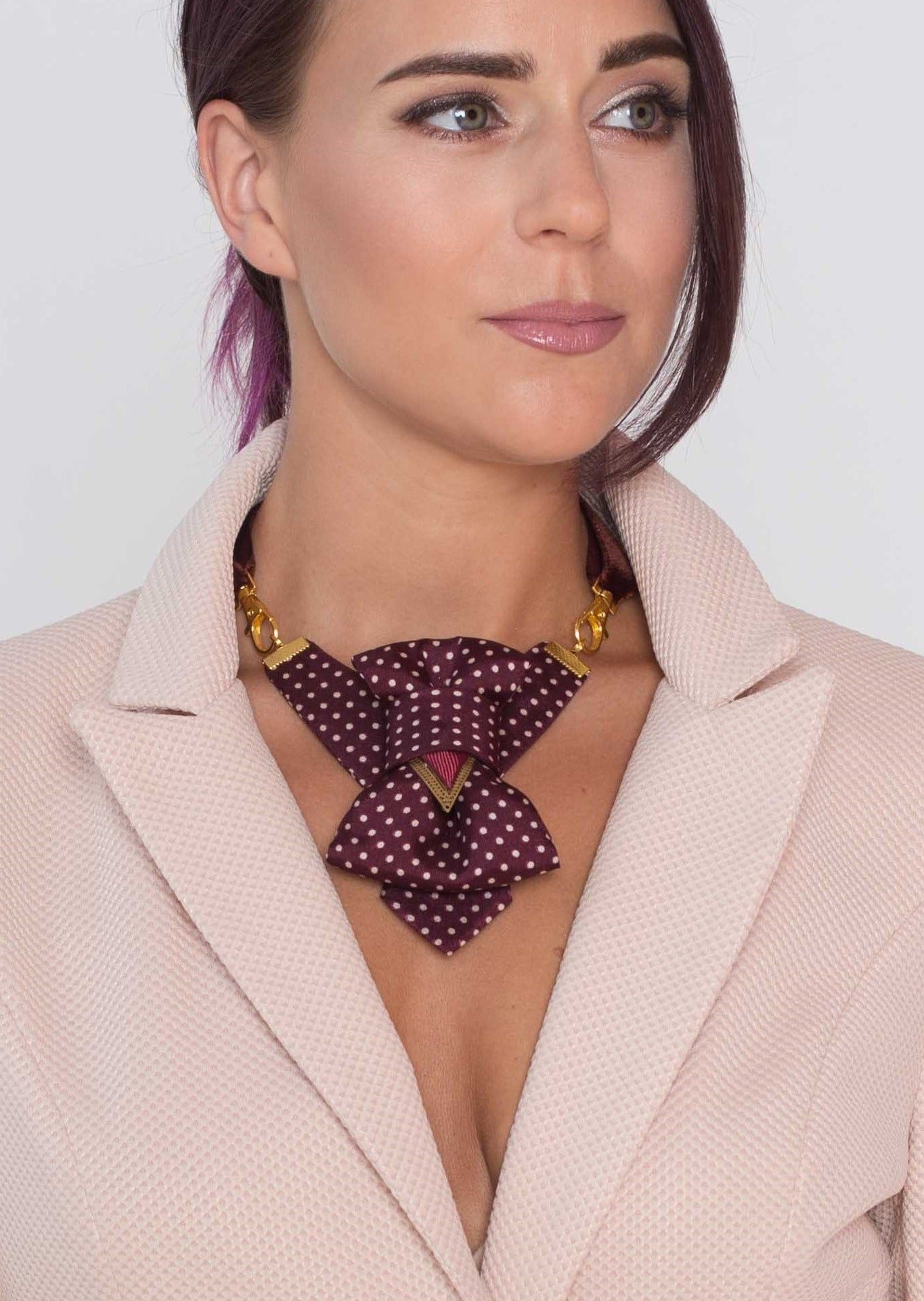 HOPPER TIE PINUP FOR LADIES, necktie for women, tie for ladies burgundy polka dot cravat, ascot tie for women, victorian necktie, steampunk neck accessory, layered bow tie, women statement tie, elegant cravat necklace, handmade neck accessory, burgundy necktie, romantic gothic accessory, office fashion tie, unique womens tie, artistic neckwear, polka dot cravat, dandy style accessory, formal neckpiece, wedding guest accessory, victorian inspired tie, detachable neck accessory, womens fashion cravat, dark ac